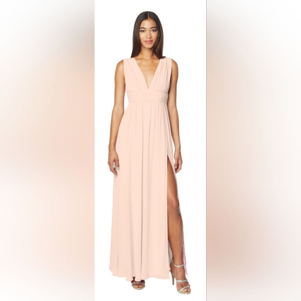 Bill Levkoff 7140 Rayna Chiffon V-Neck A-Line Dress NWOT size 4 Petal Pink